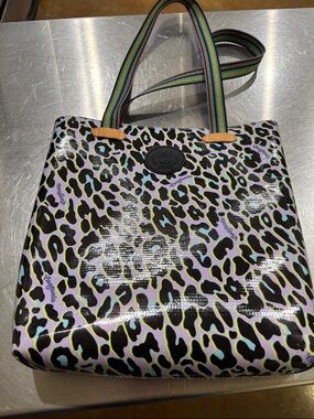 Leopard Print Rainbow-Handle Tote Bag